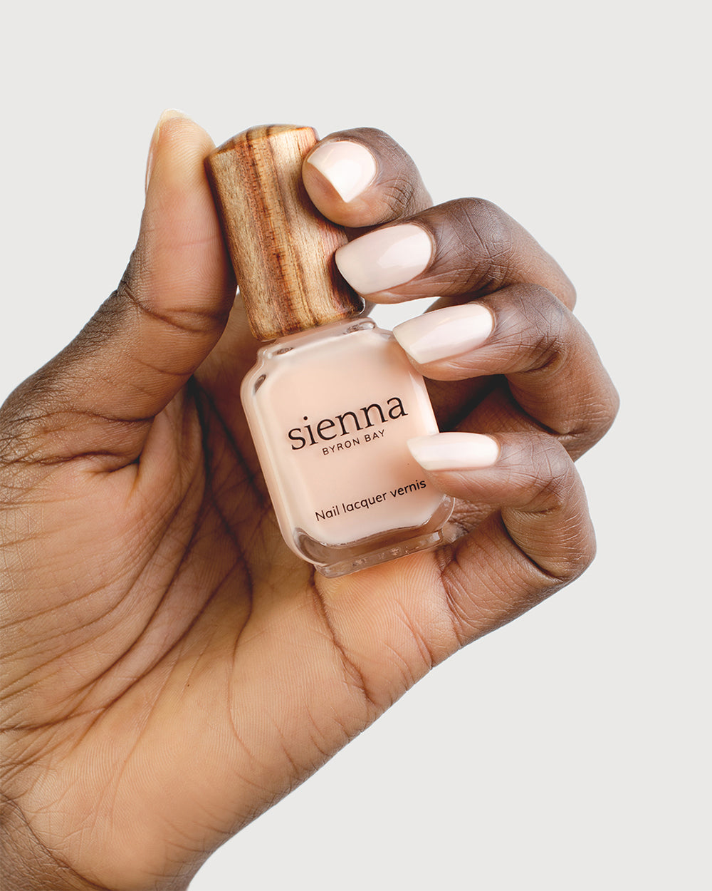 Nude Light Peach Sienna Nail Polish on Dark Skin Tone