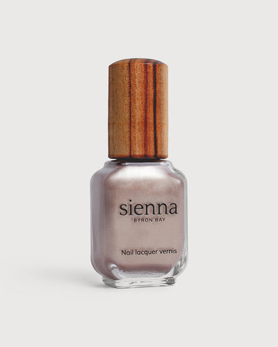 Rose brown with silver satin Glaze nail polish glass bottle with timber cap