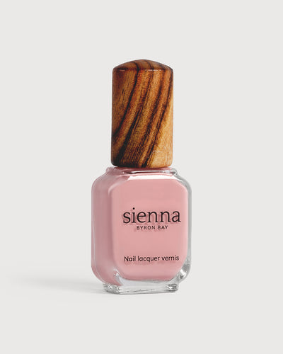 Cherry blossom pink nail polish glass bottle with timber cap